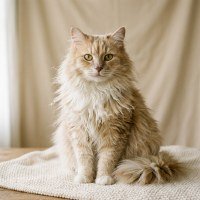 Fluffy longhair cat before grooming with shedding coat