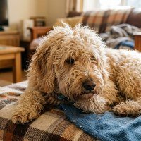 Shaggy Goldendoodle before grooming